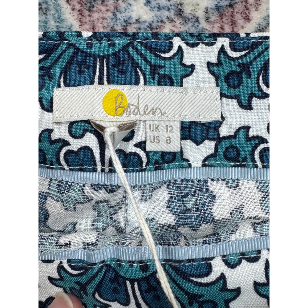 NWT Boden Georgina Linen Trouser Shorts Women's 8 Mom Style High Rise Coastal - Picture 6 of 8